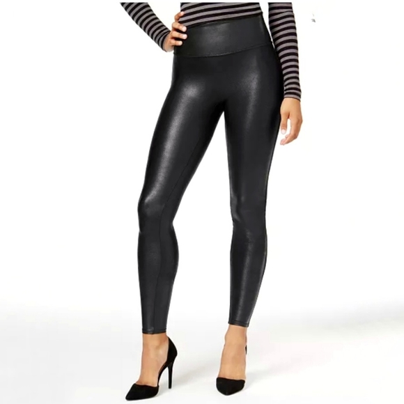 SPANX Pants - Spanx Faux Leather Leggings Black Size Small Women's EUC